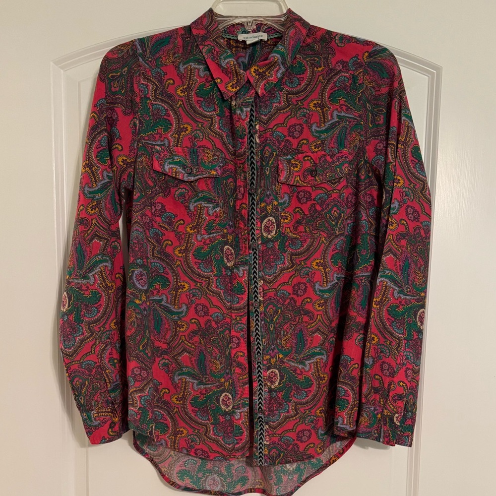 Sundance Paisley Top Size S Button Down Long Sleeve Shirt